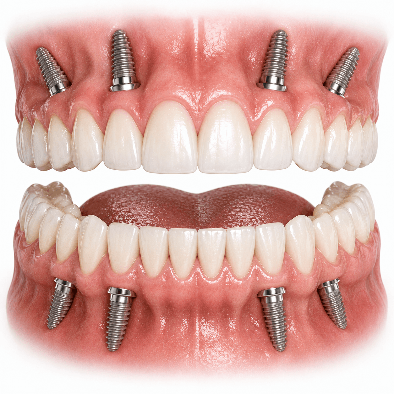 Full-arch dental implants illustration