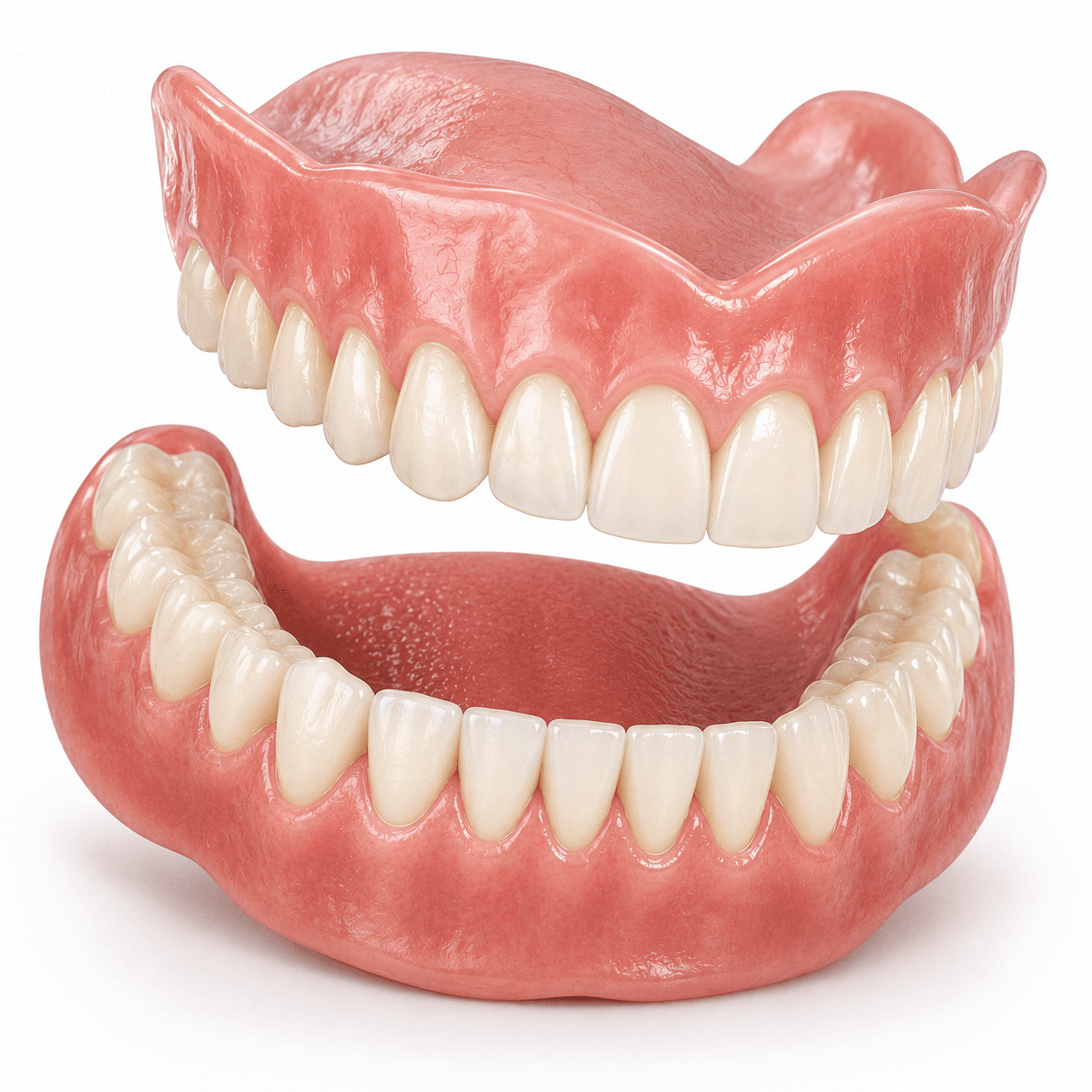 Complete set of upper and lower dentures
